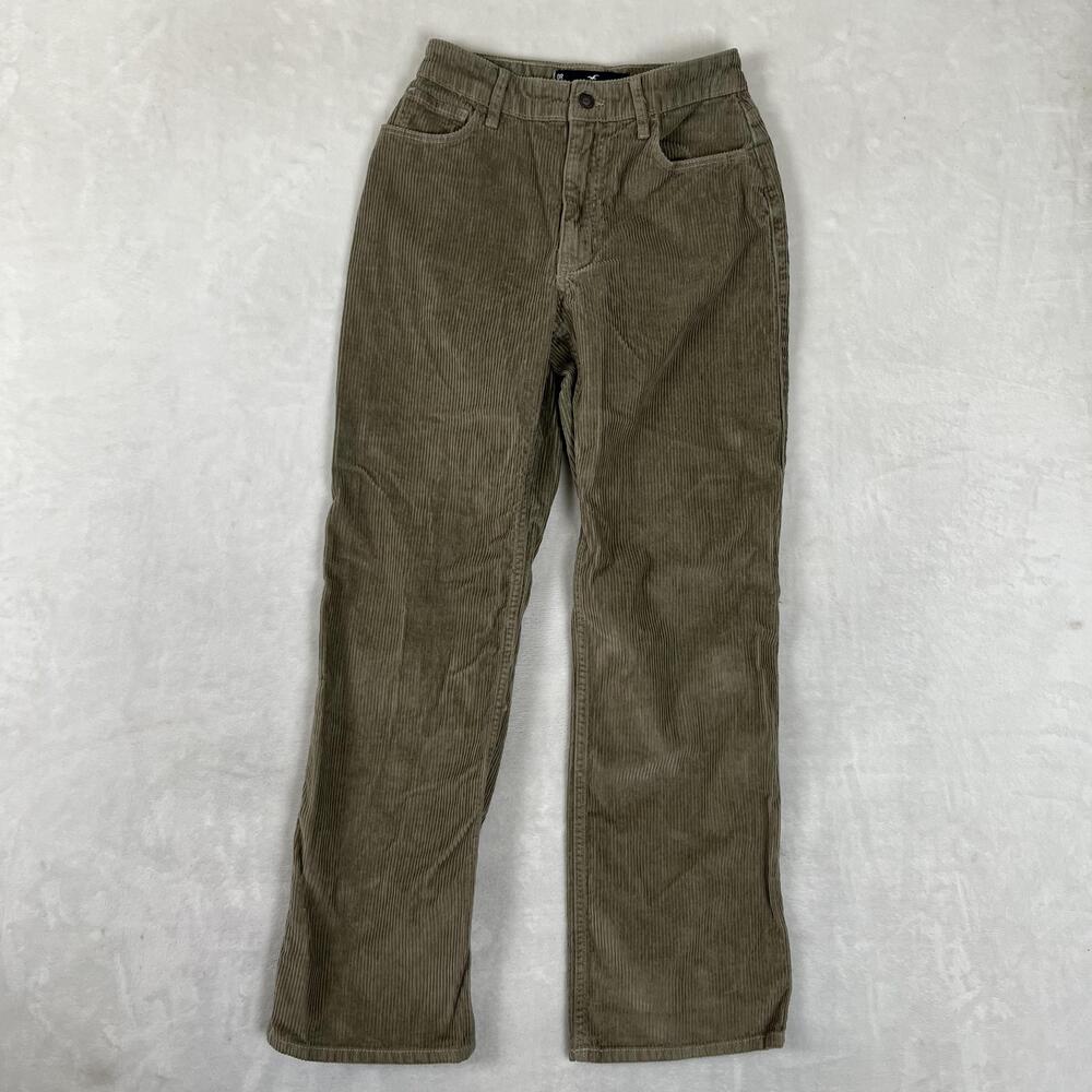 Hollister Pants Womens 0 Green High Rise Dad Corduroy Relaxed Straight Casual